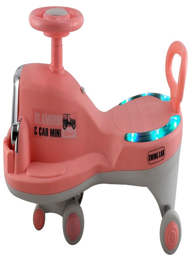 JoyRide Glamour DLX Light-Up Magic Car - Easy Glide Ride-On Toy for Kids | LED Lights, Music & 360° Swivel Wheels | Push Swing Car for Indoor/Outdoor Fun Ages 2+ Years (Peach) - Image 3